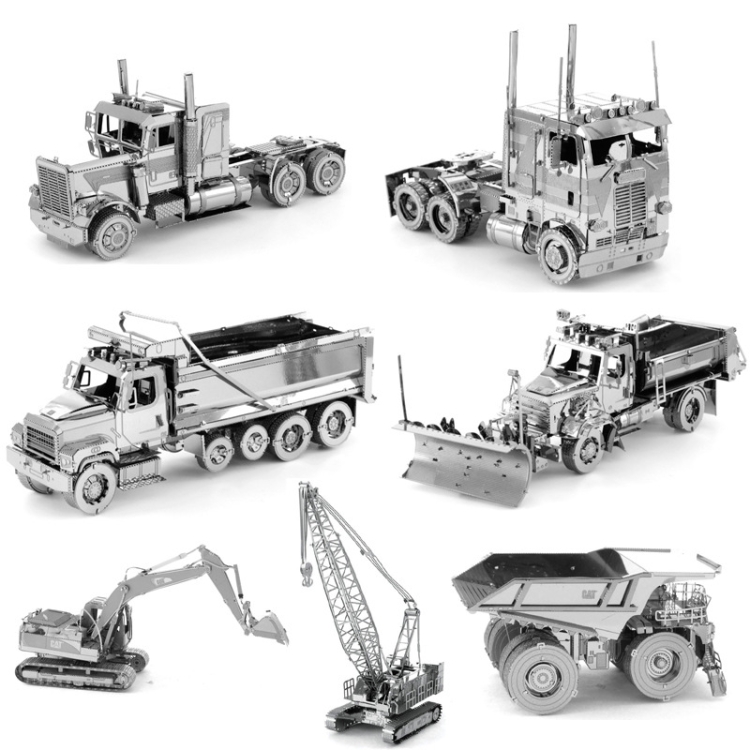 3D Metal Assembly Model Engineering Vehicle Series DIY Puzzle Toy, Dump Truck, Snow Plow, Bulldozer, Excavator, Truck, Automatic Grader, Loader, COE Truck, Quay Crane, Crane, Diaphragm Wall Grab, Tractor, Long Nose Truck - Image 3