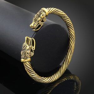 Men Wristband Cuff Wolf Head Viking Bracelet Jewelry Fashion Accessories