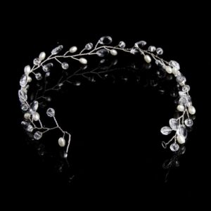 Fashion Leaves Bridal Hair Accessories Handmade Crystal Hair Jewelry Wedding Headband Headpiece for Women, Gold, Silver