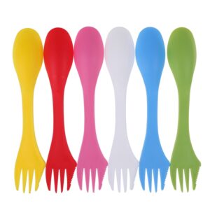 2 Set  3 In 1 Outdoor Camp Tableware Heat Resistant Spoon Fork Knife Camping Hiking Utensils (6pcs=1set)