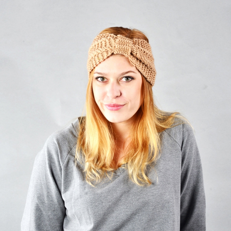 Winter Knitted Headband Turban Women Crochet Bow Wide Stretch Hairband Head Wrap, Black, Navy Blue, Dark Grey, Grey, Wine, Red, Khaki, White, Light Green - Image 4