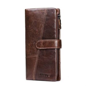 KAVIS Genuine Leather Women Wallet Long Clutch Zipper Coin Purse