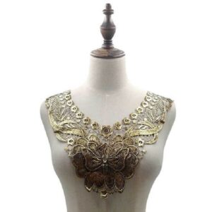 Lace Butterfly Flower Embroidery Collar Flower Three-dimensional Hollow Fake Collar DIY Clothing Accessories, Size: 36 x 30cm, Red Wine, Green, Blue, Sky Blue, Purple, Gray, Beige, Black, Purple Pink, Gold, Gold Brown, Gold Line, Navy, Rose Red, Brown...
