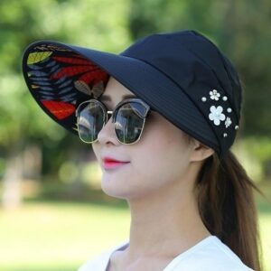 Women Summer Casual  Going Out Ultraviolet-proof Korean Style Folded Sun Block Hat Breathable And Light, Black, Pink, Khaki, Rose Red, Blue, Beige, Red