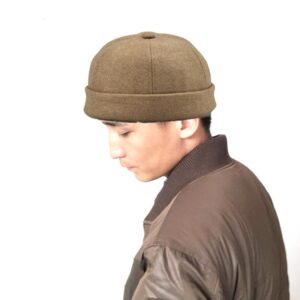 G12788 Iron Mark Street Melon Skullcap Retro Flanged Landlord Hat without Eaves, G12788 Deep Beige, G12788 Dark Gray, G12788 Dark Blue, G12788 Black, G12788 Grey