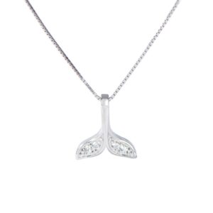 S925 Sterling Silver Fish Tail Necklace Girls Jewelry Whale Tail Necklace