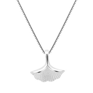 S925 Sterling Silver Ginkgo Leaf Pendant Necklace