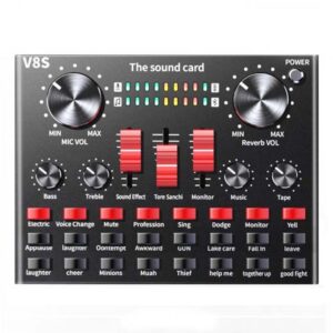 V8S Sound Card Mobile Phone Computer Anchor Live K Song Recording Microphone, English Version, V8S  + Golden Net BM700 Set, V8S  + Black Bet BM700 Set