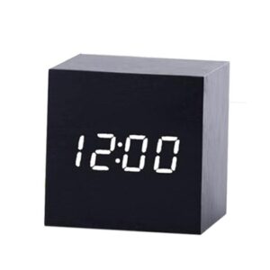 Multicolor Sounds Control Wooden Clock Modern Digital LED Desk Alarm Clock Thermometer Timer, Black White, Black Red, Black Blue, Black Green, White Wood, White Red, White Blue, White Green, Wooden White, Wooden Red, Wooden Blue, Wooden Green, Red Wood