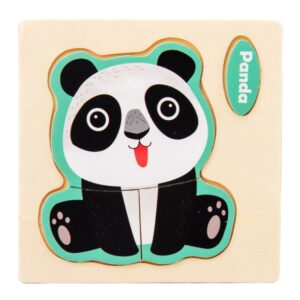 10 PCS Children Educational Animal Three-Dimensional Wooden Puzzle Toy, Panda, Tortoise, Police Car, Train, Fire Truck, Big Truck, Steamship, Owl, Cows, Rocket, Hot Air Balloon, Lion, Tiger, Elephant, Sea Lion, Crab, Aircraft, Pony, Goldfish, Bear