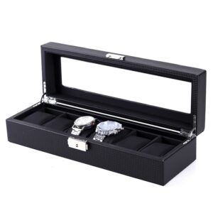 Woven Pattern PU Leather Watch Box Jewelry Storage Display Box, 6 Bits, 12 Bits