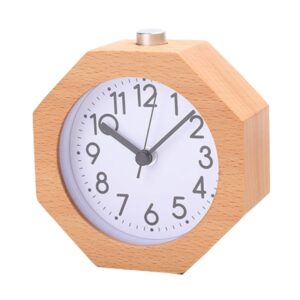 Solid Wood Silent Snooze Alarm Clock with Pointer, Octagonal Wood Color, Round Dark, Square Wood Color, Octagonal Dark, Square Dark