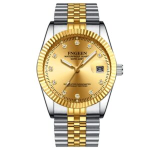 FNGEEN 7008 Men Fashion Diamond Dial Watch Couple Watch, Full Gold Gold Surface, Full Gold Black Surface, Full Gold White Surface, Golden Surface, Gold Black Sueface, Golden White Surface, Brown Leather Full Gold Surface...