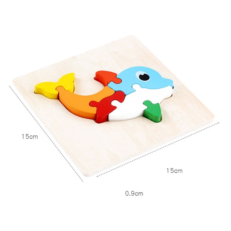 5 PCS Wooden Cartoon Animal Puzzle Early Education Small Jigsaw Puzzle Building Block Toy For Children, Frog, Duck, Elephant, Shell, Small Fish, Goldfish, Dolphin, Puppy, Little Donkey, Goat, Muck Truck, Rocket, Steamship, Aircraft, Panda, Calf - Image 4