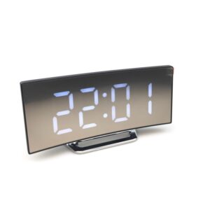 6507 Curved Big Screen Electronic Clock LED Mirror Mute Alarm Clock, White, Red, Green