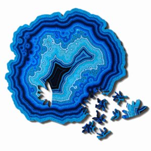 Allotype Agate Puzzle Difficult Wooden Jigsaw Puzzle Toy, Blue, Red, Green, Black, Flower