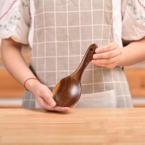 Non-Stick Pot Wood Shovel Teak Cooking Pot Shovel Tableware, Sweet Spoon, Saving Spoon, Bent Spoon, Mixing Spoon, Filter Spoon, Curved Shovel, Thickened Oblique Shovel, Curved Spatula, Small Spoon, Medium Spoon, Long Handle Spoon, Long Handle Filter Spoon