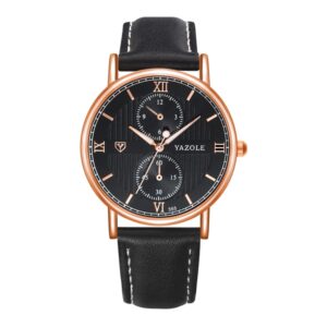 YAZOLE 355 Two-eyes Luminous Business Men Quartz Watch, White Tray Black Belt, White Tray Brown Belt, Black Tray Black Belt, Black Tray Brown Belt, White Tray Light Brown Belt, Black Tray Light Brown Belt