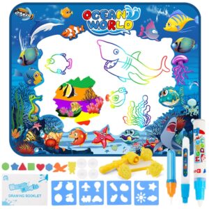 6614 Children Water Drawing Canvas Magic Graffiti Mat, Size: 100 x 80cm, Blue Version, New Version