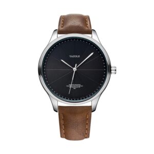 YAZOLE 503 Simple Line Pattern Dial Men Quartz Watch, Silver Shell Black Tray Black Belt, Silver Shell White Tray Black Belt, Silver Shell Black Tray Brown Belt, Silver Shell White Tray Brown Belt, Black Shell Black Tray Black Belt...