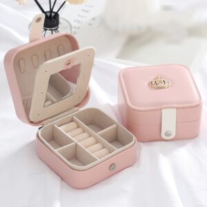XH-001 Simple Creative Travel Portable Leather Earrings Jewelry Box, 11x11x5.8 cm