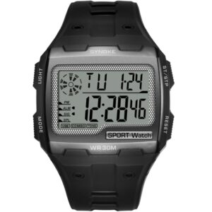 SYNOKE Square Sarge Screen Display Luminous Multifunctional Outdoor Men Sports Watch Digital Watch, Black, Gold, Silver, Lake Blue