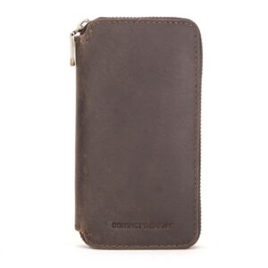 Contacts Family  CF1114 Leather Watch Box Retro Crazy Horse Leather Zipper Couple Watch Bag, CF1114