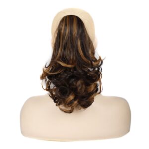 Women Curly Hair Short Ponytail Wig With Shark Clip, 4AH27A #, 12H24 #, 16H613 #, 22H24 #, 22M613 #, 86M613 #
