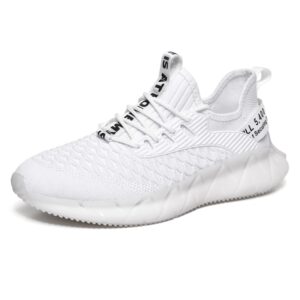 Men Lightweight Breathable Mesh Sneakers Flying Woven Casual Running Shoes, 38, 39, 40, 41, 42, 43, 44, 45