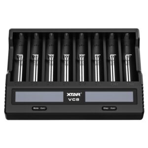 XTAR 8-Slot Battery Charger LCD Display Charger QC3.0 Type C Fast Charger for 21700 / 18650 Battery, VC8