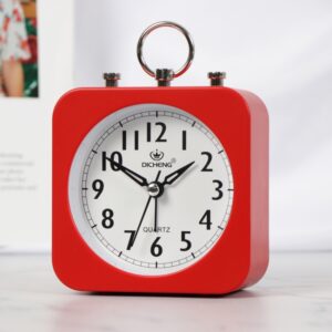 Lazy Silent Small Alarm Clock Office Home Desktop Clock, Red, Green, Blue, Black, Pink, Grey