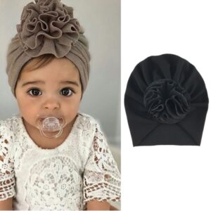 Baby Sun Flower Hedging Cap Solid Color Turban Hat, One Size