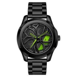 SANDA P1065 Wheel Series Casual Steel Band Quartz Watch For Men, For Men Black Green, For Men Silver Green, For Men Blue Red, For Men Black Red, For Men Silver Red, For Men Blue Green
