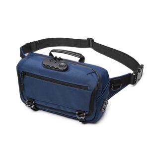 Ozuko 9257 Men Outdoor Sports Waist Bag Anti-Theft Shoulder Messenger Bag, Navy Blue, Black, Dark Gray