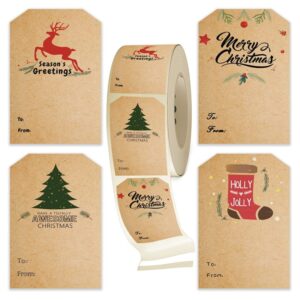 LG-210720-7050-008 Christmas Tree Kraft Paper Sticker Holiday Decoration Self-Adhesive Gift Tag, LG-210720-7050-008