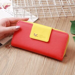 Flying Bird Two Fold Wallet Lady Long Wallet Zipper Mobile Phone Bag Large Capacity Card Holder, Red, Light Green, Orange, Pink, Rose Red, Royal Blue