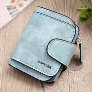 Vintage Nubuck Leather Ladies Wallet Short Type Multi-Card Coin Purse Clutch, Green, Blue, Black, Pink, Grey, Brown