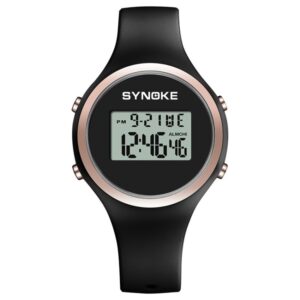 SYNOKE 9108 Student Silicone Strap Electronic Watch, Black, Pink