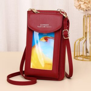 JLF012 Touch Screen Mobile Phone Bag Women Messenger Shoulder Bag, Red Wine, Black, Deep Pink, Light Pink, Light Blue, Light Green, Brown, Khaki