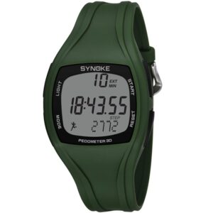 SYNOKE 9105 Multifunctional Sports Time Record Waterproof Pedometer Electronic Watch, Army Green, Gray, Navy Blue, Black, White