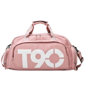 Sports Fitness Bag Large Capacity Luggage Bag Dry Wet Separation With Shoes Position Hand-Held Backpack Travel Bag, Pink White, Pink Yellow, Black and White, Black Yellow, Blue and White, Blue Yellow, Deep Blue White, Dark Blue Yellow, Red White...