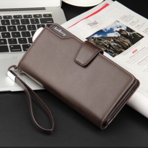 Baellerry Casual Wallet Long Clutch Tri-fold Wallet Multifunctional Phone Bag For Men, Brown, Black