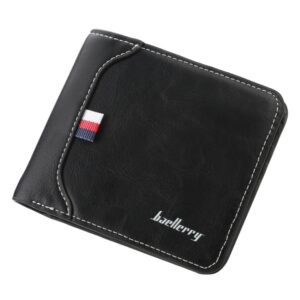 Baellerry Short Wallet Tri-fold Horizontal Coin Purse For Men, Black, Light Coffee, Dark Coffee, Red Brown
