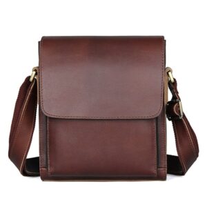 Vintage Crazy Horse Leather Men Shoulder Bag Messenger Bag, Brown, Dark Brown, Brown Yellow, Black
