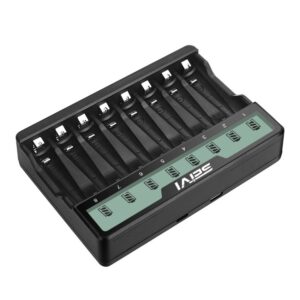 SEIVI On-Screen Eight-Slot Cradle Charging NiMH Battery USB Charger