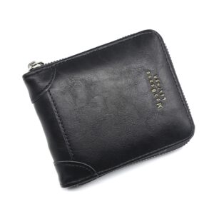 Menbense Casual Fashion Large Capacity Multi-Card Retro Zipper Wallet, Black, Dark Brown, Light Brown