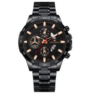 FNGEEN 5225 Multifunctional Waterproof Quartz Watch, Blue Steel Rose Shell Blue Surface, Black Steel Rose Shell Black Surface, Black Steel Black Shell Black Surface, White Steel White Shell Black Surface, Black Steel Black Circle White Surface...