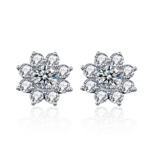 XEZ002 925 Silver Sun Flower Earrings Moissanite Diamond Personal Earrings, XEZ002