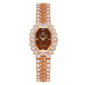 BS Bee Sister  FA1581 Niche Glitter Full Diamond Women Watch, Golden Green, Silver Blue, Rose Coffee, Silver Green