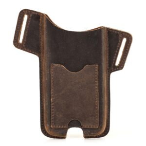 CONTACTS FAMILY Crazy Horse Leather Large Screen Mobile Phone Belt Holster, Brown, Black